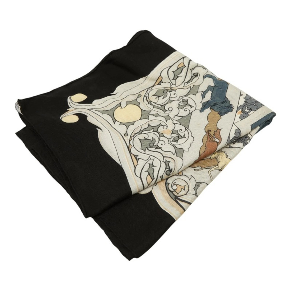 Hermes Carre Géant 135 ANIMAUX SOLAIRES (Animals of the Sun) Large Stole, Bla...